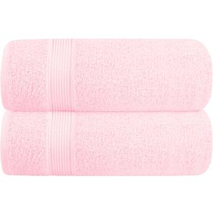 Belizzi Home Cotton 2 Pack Oversized Bath Towel Set 28x55 inches, Large Bath Towels, Ultra Absorbant Compact Quickdry & Lightweight Towel, Ideal for Gym Travel Camp Pool - Pink