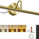 Hardwired Picture Lights for Wall 16.5" Wall Lights for Pictures, 3CCT Dimmable Light for Pictures on Wall, 15W Brass Gallery Art Display Poster Light, 2700K-6500K, 1200LM
