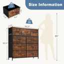 DUMOS Dresser for Bedroom, Storage Organizer with 9 Drawers, Chest of Drawers with Fabric Bins, Sturdy Metal Frame, Wood Tabletop for Guest Room, Closet, Entryway, Brown