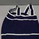 Navy Blue and White Striped Knit Tank Top, Small