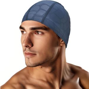 Swim Cap for Men Women Adult, High Stretch Fabric Swim Cap, Swimming Caps Non-Waterproof (Blue Pattern)