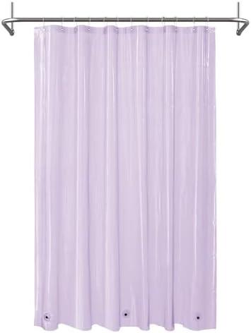 Mrs Awesome Clear Lavender Shower Curtain Liner with 3 Magnets, 72x72 Premium Flexible Sturdy Plastic Shower Curtain for Bathroom Lightweight & Waterproof, Clear Lavender