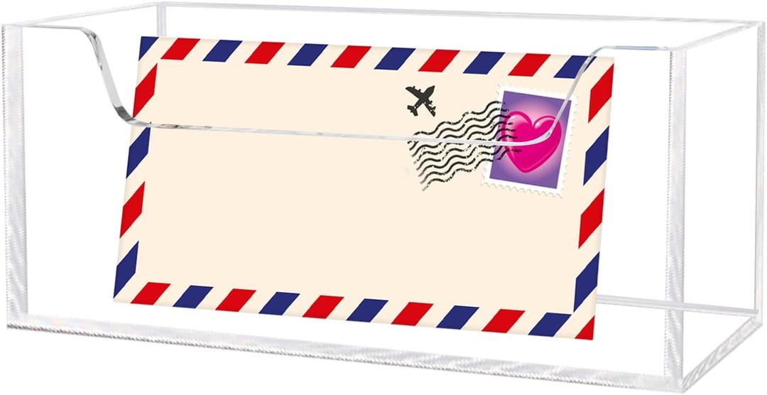 Mail Holder for Table, Acrylic Letter Holder Box for Desk or Wall Mount, Mail Organizer Countertop, Clear
