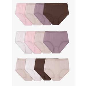 Fruit of the Loom Women's Eversoft Cotton Underwear Multipacks, Tag Free & Breathable, Color: Brief - Assorted Body Tones, Size: 9