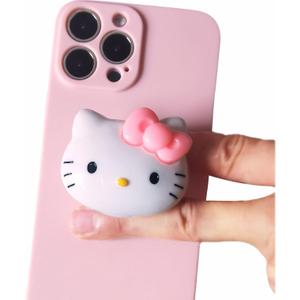 Kawaii Kitty Expanding Phone Grip, Cute Collapsible Phone Mount Holder Stand for Girls Women, Finger Snap Pop Grip Compatible with iPhone 11 12 13 14 pro max iPad Tablet Kindle and Android Cell Phone