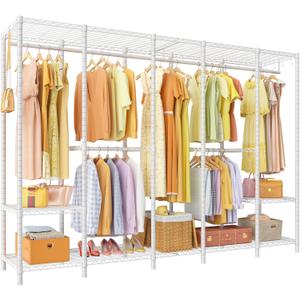 Ulif H50 Extra Large Clothes Rack, Heavy Duty Garment Rack, Freestanding Portable Closet, Clothing Racks for Hanging Clothes, Wardrobe Closet 89.8'' W x 15.8" D x 76.4" H, Max Load 1400 Lbs, White