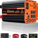 4000W Pure Sine Wave Inverter, 12V DC to 110V/120V AC Heavy Duty Power Inverter for Home Backup, Off-Grid Solar, RV, Truck, with 4 AC Outlets, Dual LCD Display, Remote Control, Hardwire Port
