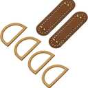 uxcell 2pcs Bag Bases for Crochet, 7.1" x 2" Oval Bag Bottom Shaper with D-Shaped Handles, Crochet Base Purse Bottom for DIY Shoulder Bag Handbag Making Supplies Brown