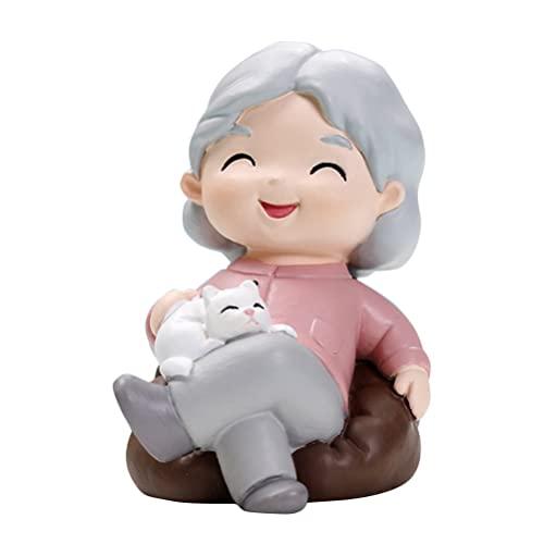 LUOZZY Elderly Grandma Cake Decorations Happy Grandma Cake Topper Figures for Wedding Anniversary Party Decorations (Sofa Grandmother)