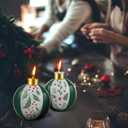 Lounsweer 4 Pcs Rustic Holly Berries Ball Candles Christmas, Round Ball Ornament Candles 3 Inch Unscented Decorative Sphere Candle for Weddings Christmas Home Decoration Gifts