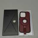 for iPhone 16 Pro Leather Case with Stand, Anti-Slip Grip Ring, Fits for MagSafe (Burgundy, IP 16 Pro-6.3inch)