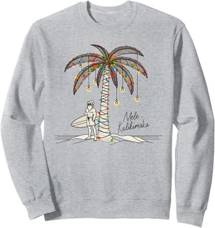 Mele Kalikimaka Hawaiian Christmas In July Hawaii Santa Sweatshirt Small