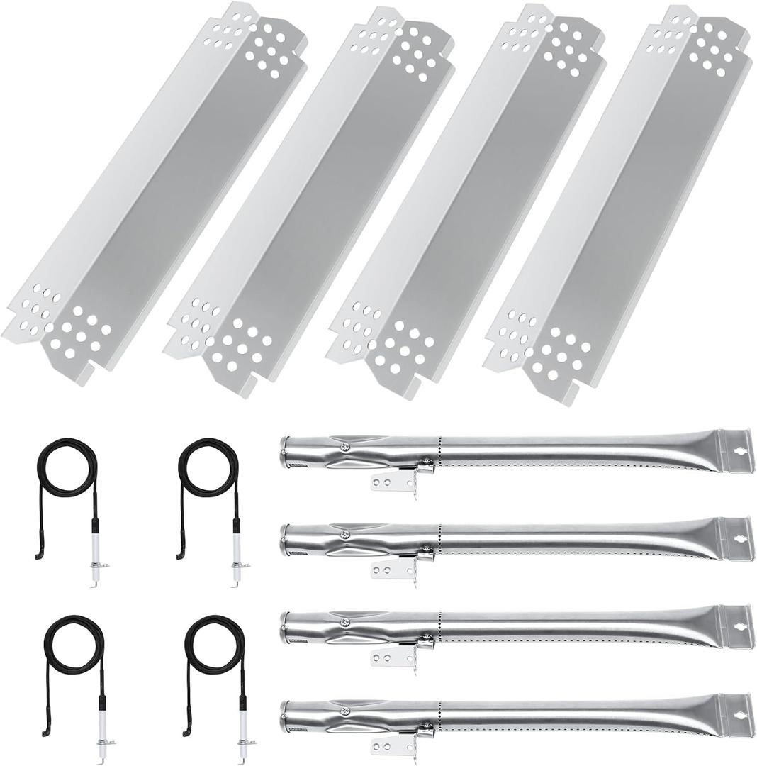 Grill Replacement for Nexgrill 4 Burner - Grill Parts for 720-0830H, 720-0830D, 720-0783E, 720-0830A Gas Grill, Grill Burner, Heat Plates Ignitors Kit,4 Packs (Silver)