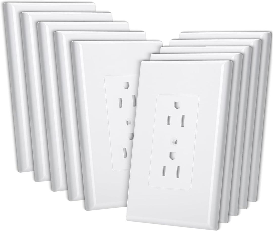 Bates Duplex Wall Outlet Covers - 10 Pack, White Wall Plates