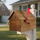 Cedar Mailboxes Outside, Mailboxes for House Outside Decorative, Outdoor Custom Mailbox Wood Roof for Envelope, Mail, Postcards, Books, Garden Yard Storage Box School Library