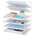 OPNICE 6-Tier Letter Tray Paper Organizer, Desk Organizers and Accessories, Desktop File Organizer, Office Desk Accessories for Office Supplies(Black)