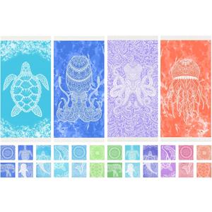 Thin Turkish Beach Towel Lightweight Quick Dry Absorbent Cotton Bathroom Bath Pool Swim Towels Extra Large Oversized Sand Free Beach Accessories Essentials Cloud Gifts for Adult (X-Large(79 x 36 inches,200 x 90 cm), 4 Pack Pink Whale Blue Dolphin)