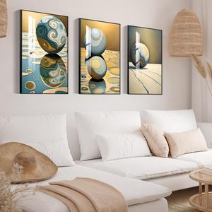 Framed Wall Art Set of 3 Bright Posters & Prints, Modern Abstract Aesthetic Pictures Decor For living room Bedroom Kitchen Office. Wall Art Decor Are Great Gifts Choice (16" X 24" X 3 pieces) (Red)