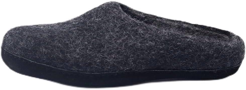 Nootkas Felted Merino Wool 'Astoria' Mule House Slipper for Men and Women (7.5-8 Women/5-5.5 Men, Charcoal/Black)