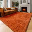 Amdrebio Burnt Orange Area Rugs 9x12 for Living Room Bedroom, Large Fluffy Fuzzy Shaggy Furry Rug for Kids Room Decor Aesthetic, Big Cute Plush Shag Dark Orange Carpet for Classroom Playroom Nursery