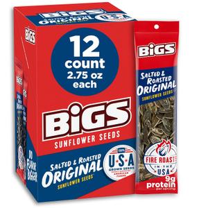 BIGS Sunflower Seeds, Salted & Roasted Original Flavor, 2.75 oz. (Pack of 12), No BB Date Found