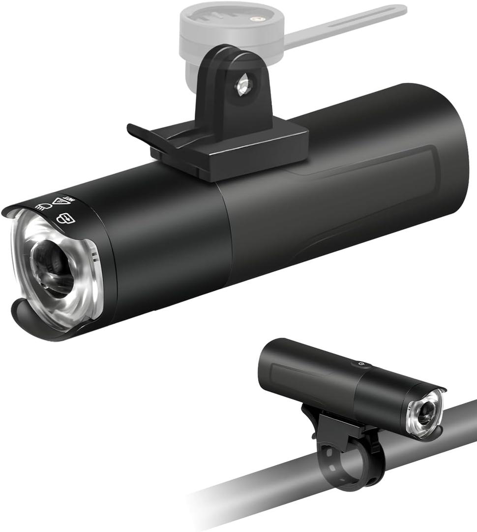 Super Bright Bike Lights for Night Riding, Compatible with Garmin/GoPro Mount, 1200Lumen Bike Headlight, Waterproof Rechargeable Bicycle Light Taillight, Bicycle Light Front Back for Commuter Cyclists