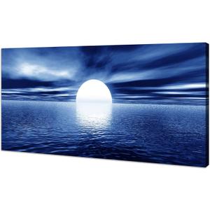 JLXART Sun Wall Art for Living Room Ocean Decor Blue Sea Picture Canvas Wall Art Print Paintings Modern Artwork for Bedroom Bathroom Wall Decor and Office Home Decor Size: 24x48inch Ready to Hang