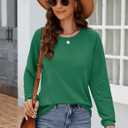 Aifer Womens Long Sleeve Shirts Crew Neck Casual Tops Fashion Loose Fit Trendy Tunic Outfits Clothes (M)