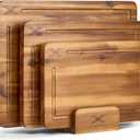 Acacia Wood Cutting Board Set of 3 (16 x 12/14 x 10/12 x 8), Natural - 0.8 in Extra Thick Wooden Chopping Boards with Deep Juice Grooves - Non-Slip, Non-Toxic & Durable Boards for Meat & Vegetables