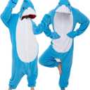 Lifeye Unisex Shark Pajamas Halloween Cosplay Costume Animal Homewear Jumpsuit (Medium, Dark Blue)