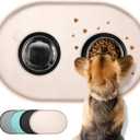 Dog Food Mat,Raised Edges Pet Food Mats for Spill Containment,BPA-Free Silicone Cat Dog Feeding Mat for Floor Waterproof,Rubber Pet Placemats for Food and Water Bowls 1/2 Inch (Natural Tan)
