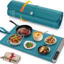 FYY Food Warming Mat - Electric Warming Tray with 6 Temperature Settings and 6 Hours Timer, Full Surface Graphene Heating Food Warmer, Premium Rollable Heating Tray for Gatherings, Parties, Dark Green (X Large Size: 24"x15")