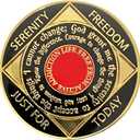 NA 36 Year Medallion, Narcotics Anonymous Coin (red, Gold, Black)