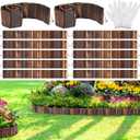 Suzile 12 Pcs Wooden Garden Edging Border 4 x 30 Inch Wood Landscape Edging with Gloves 10ft Flexible Bed Grass Weed Barrier for Decorative Lawn Yard Patio Driveway Pathway Tree Fences
