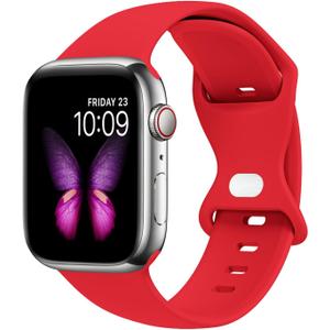 Sport Bands Compatible with Apple Watch Ultra 3/2/1 49mm, Series 11/10 46/42mm, 9/8/7 45/41mm, SE 6/5/4 44/40mm, 3/2/1 42/38mm S/M M/L for Women Men Silicone iWatch Band (Red)