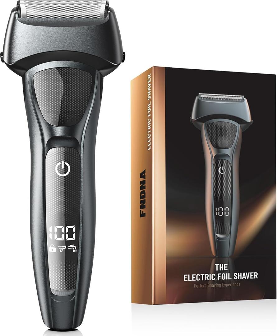 Rechargeable Electric Razor for Men: Floating Foil Shavers with LED Display - Waterproof Wet Dry - 30° Precision Blades, Travel Lock