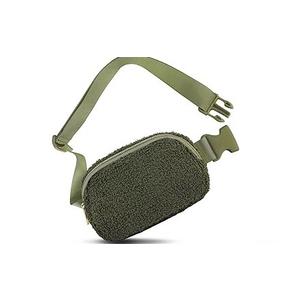 Fleece Belt Bag with Adjustable Strap for Women and Men Crossbody Fanny Bag Bum Bag, Waist Pack for Hiking Workout Sports Travel Khaki Green