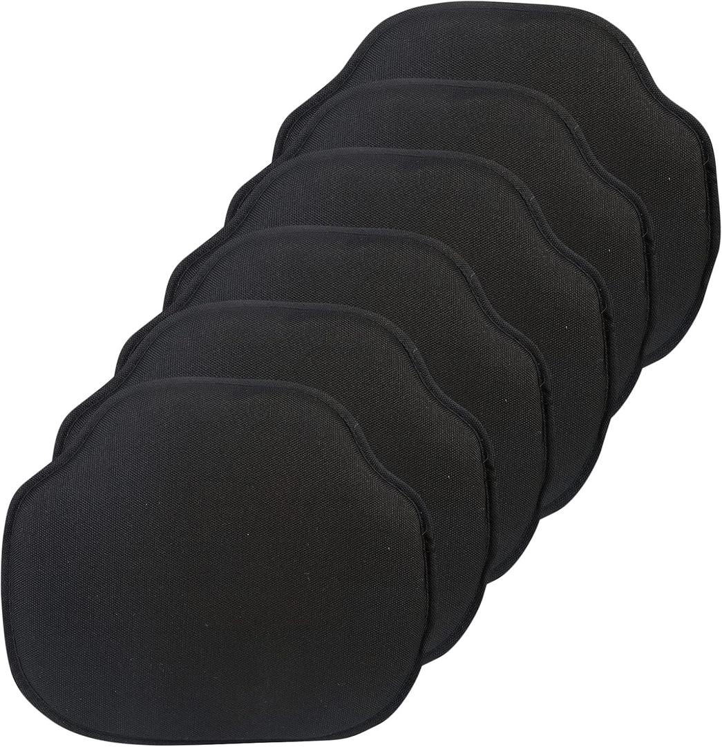 Klear Vu Gripper Omega Non-Slip Windsor Chair Cushions with Skid-Proof Seat Pad for Dining Room, Kitchen, and Office Use, 16x15 Inches, 6 Count (Pack of 1), Black