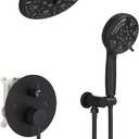 BWE Bathroom Luxury Rain Mixer Shower Combo Set Wall Mounted Multifunctional Shower Sprinkler Rainfall Shower Head System Matte Black Finish Shower Faucet