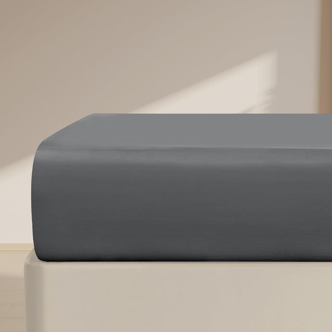 FreshCulture Twin Fitted Sheet Only  Premium Hotel-Quality Fitted Sheet for Twin Bed  Ultra Soft & Breathable Brushed Microfiber  Elegant Black Box Packaging (Dark Grey)