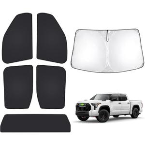 T TGBROS Windshield Sun Shade for Toyota Tundra 2022-2025 2026 Car Window Shades Thicken UV Block and Blackout Privacy Foldable Sunshades 6PCS Accessories Keep Cool Sun Visor Covers