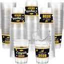 Funnymoom 100 Pcs 16oz 2026 Graduation Cups Disposable Graduation Plastic Cups Class of 2026 Celebration Grad Party Favors(Gold, Black)