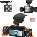 360 Degree View 4 Channel Dash Cam Front and Rear Inside Left Right, LOFOV Dash Camera for Cars FHD 1080P Free 64GB SD Card, Multi-Ch Dash Camera for Cars,Night Vision, 24H Parking Mode