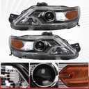Duolctarms W/o Bulb Halogen Type Chrome Pair Projector Headlights Headlamps Assembly Compatible for 2010 2011 2012 Ford Taurus BG1Z13008B BG1Z13008A