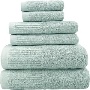 YTYC 27x54 Inches Bath Towel Sets of 6 Luxury 100 Percent Cotton 650GSM Super Absorbent Soft Shower Towels for Bathroom (Green, 6pieces)