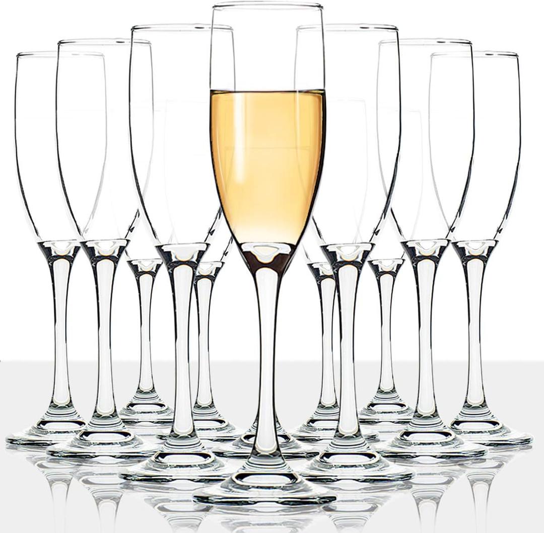 UMI UMIZILI Classic Champagne Flutes, Set of 12, 6 Oz Premium Stemmed Champagne Glasses, Sparkling Glass, Crystal Clear