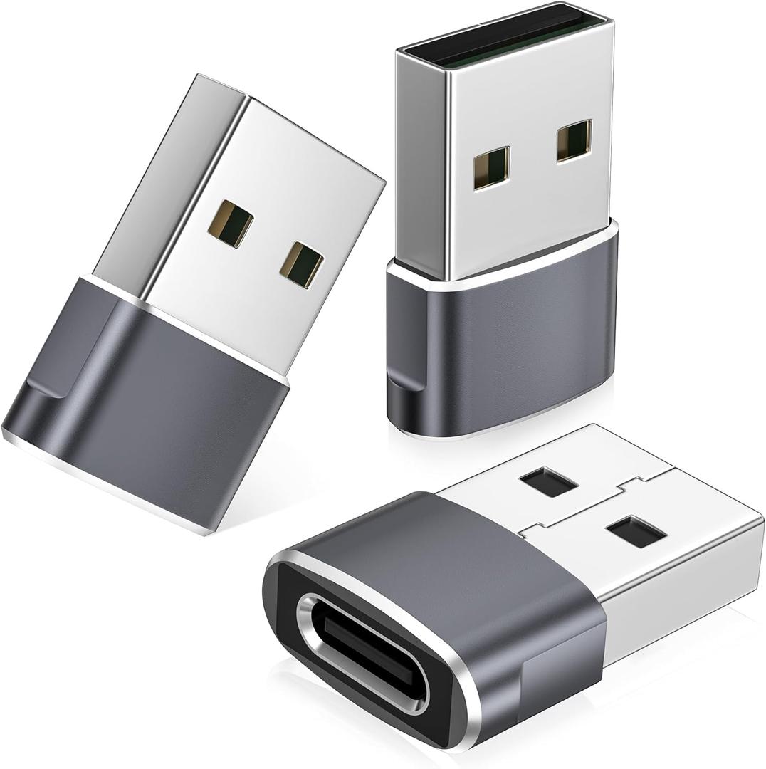 Basesailor USB to USB C Adapter,USBC Female to USB A Male Adapter,Type C Converter Charger for iPhone 17 17e Pro Max,16 15,Apple Watch iWatch S11 S10 SE,AirPods 3,iPad mini Air,Samsung Galaxy S25 S26