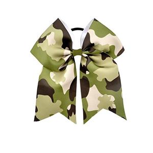 BBTDIN Camouflage Hair Clip, Green Tye Dye Ponytail Holder Bow for Girls's Daily Wear, Military Theme Party, Team Cheer Competitions, High School Practice, Hair Securing, 7.87 Inches