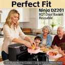 Silicone Air Fryer Liners for Ninja - Reusable DZ201 8QT Dual Basket - Rectangular 2-Pack Vacuum-Packed Easy-Clean Dishwasher-Safe Food-Safe for Home Chefs - Housewarming Gifts