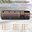 6 x FD Wireless Keyboard and Mouse Combo - 2.4G Full-Sized Cute Colorful Mouse and Keyboard with 104 Round Keys Retro Typewriter Keyboard for Laptop/Windows/PC - Black Gradient